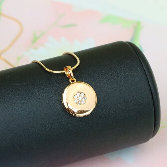 "Rose Gold Round Pendant with Center CZ Stones – Elegant Finish, XPPT1203 - Picture 2 of 13